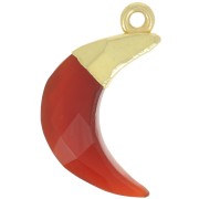 22x12mm 925 Sterling Silver Faceted Moon Charm - Fine Gold Plated - Red Onyx x1