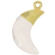 22x12mm 925 Sterling Silver Faceted Moon Charm - Fine Gold Plated - Rose Quartz x1|raw }}