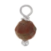 3mm Round faceted charms on 925 Sterling Silver ball head pin - Red Jasper x6|raw }}