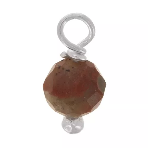 3mm Round faceted charms on 925 Sterling Silver ball head pin - Red Jasper x6
