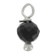 3mm Round faceted charms on 925 Sterling Silver ball head pin - Black Onyx x6|raw }}