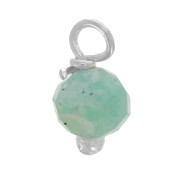 3mm Round faceted charms on 925 Sterling Silver ball head pin - Amazonite x6|raw }}