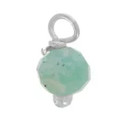 3mm Round faceted charms on 925 Sterling Silver ball head pin - Amazonite x6