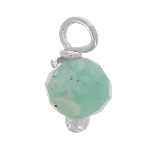 3mm Round faceted charms on 925 Sterling Silver ball head pin - Amazonite x6