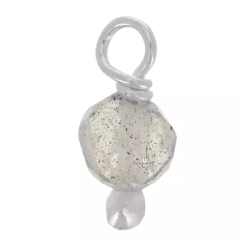 3mm Round faceted charms on 925 Sterling Silver ball head pin - Labradorite x6