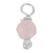 3mm Round faceted charms on 925 Sterling Silver ball head pin - Rose Quartz x6