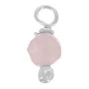 3mm Round faceted charms on 925 Sterling Silver ball head pin - Rose Quartz x6