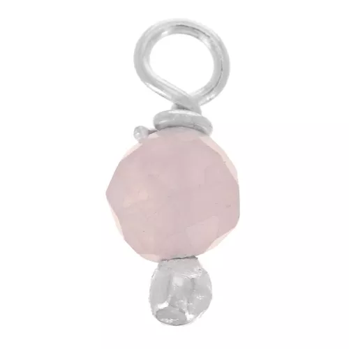 3mm Round faceted charms on 925 Sterling Silver ball head pin - Rose Quartz x6