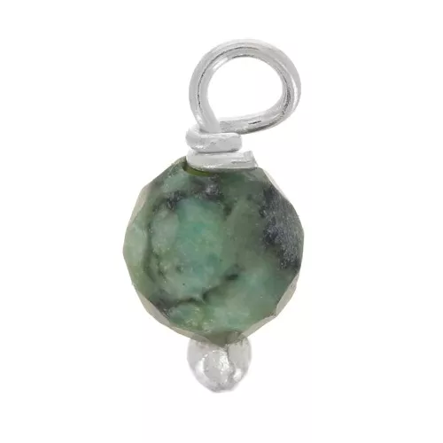 3mm Round faceted charms on 925 Sterling Silver ball head pin African Turquoise x6