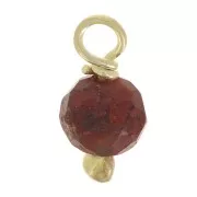 3mm Round faceted charms on 925 Sterling Silver ball pin - Red Jasper - Gold x6
