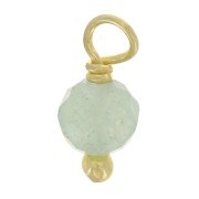 3mm Round faceted charms on 925 Sterling Silver ball pin - Aventurine - Gold x6|raw }}