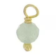 3mm Round faceted charms on 925 Sterling Silver ball pin - Aventurine - Gold x6