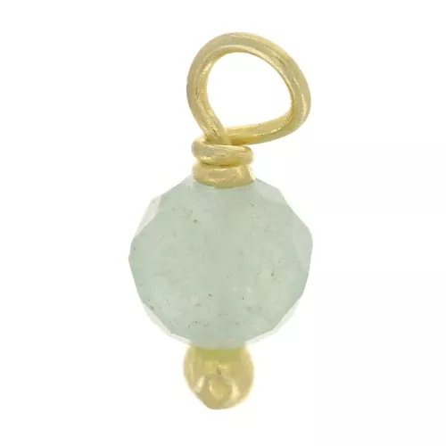 3mm Round faceted charms on 925 Sterling Silver ball pin - Aventurine - Gold x6