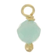 3mm Round faceted charms on 925 Sterling Silver ball pin - Amazonite - Gold x6|raw }}