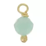3mm Round faceted charms on 925 Sterling Silver ball pin - Amazonite - Gold x6