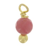 3mm Round faceted charms on 925 Sterling Silver ball pin - Rhodonite - Gold x6|raw }}