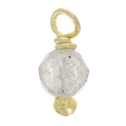 3mm Round faceted charms on 925 Sterling Silver ball pin - Labradorite - Gold x6|raw }}