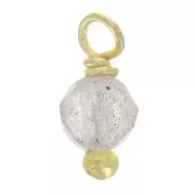 3mm Round faceted charms on 925 Sterling Silver ball pin - Labradorite - Gold x6