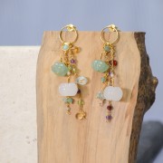 3mm Round faceted charms on 925 Sterling Silver ball pin - Lapis lazuli - Gold x6