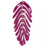 71x28mm Leaf Pendant - Tortoise Shell - - Pearly Raspberry x1