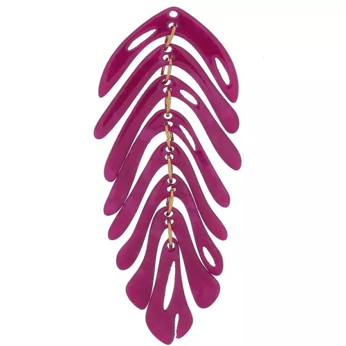 71x28mm Leaf Pendant - Tortoise Shell - - Pearly Raspberry x1