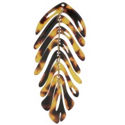 71x28mm Leaf Pendant - Tortoise Shell - Brown - Black x1