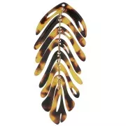 71x28mm Leaf Pendant - Tortoise Shell - Brown - Black x1
