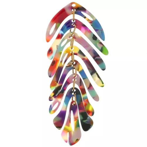 71x28mm Leaf Pendant - Tortoise Shell - Multicolored x1