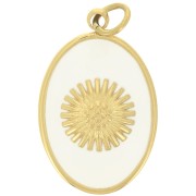 20x13mm Stainless steel 316L Oval pendant - sun - epoxy resin - Gold - ivory x1|raw }}