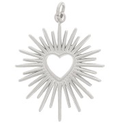 22x18mm Stainless Steel 316L Sun Pendant with Hollow Heart x1|raw }}