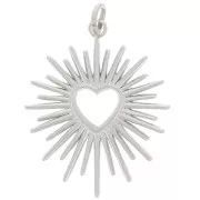 22x18mm Stainless Steel 316L Sun Pendant with Hollow Heart x1