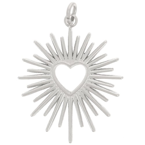 22x18mm Stainless Steel 316L Sun Pendant with Hollow Heart x1