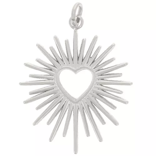 22x18mm Stainless Steel 316L Sun Pendant with Hollow Heart x1