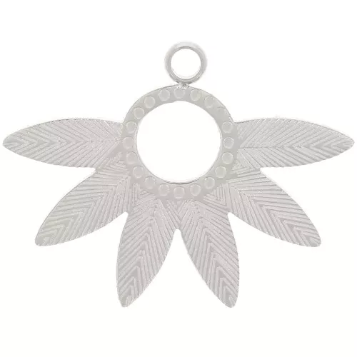 15x20mm Stainless Steel 316L Half Flower Pendant with Hollow Circle x1
