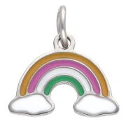 8x10 mm rainbow charm in epoxy resin - 304 stainless steel x1