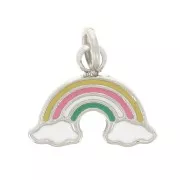 8x10mm Stainless steel 316L Rainbow charm in epoxy resin x1