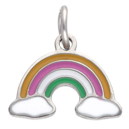 8x10 mm rainbow charm in epoxy resin - 304 stainless steel x1