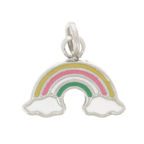 8x10mm Stainless steel 316L Rainbow charm in epoxy resin x1