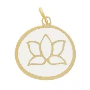 11mm 316L Stainless Steel Epoxy Resin Round Charm - Ivory x1