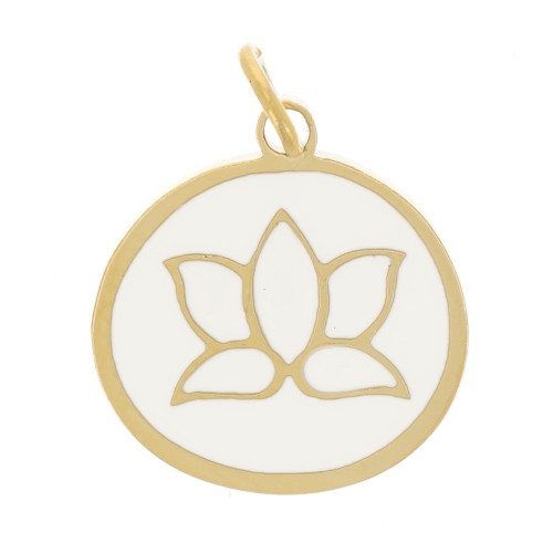 11mm 316L Stainless Steel Epoxy Resin Round Charm - Ivory x1