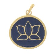 11mm 316L Stainless Steel Epoxy Resin Round Charm - Dark Blue x1|raw }}