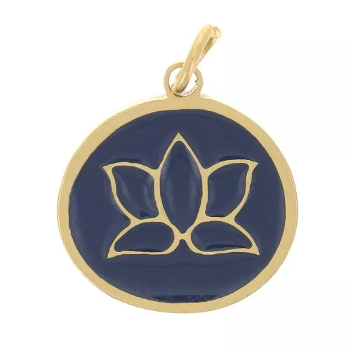 11mm 316L Stainless Steel Epoxy Resin Round Charm - Dark Blue x1
