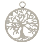 Round pendant 15 mm - tree of life pattern - 304 stainless steel x1|raw }}
