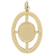 22x14mm Stainless Steel 316L Oval Textured Pendant for 8x6mm cabochon - Gold x1