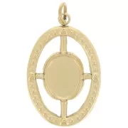 22x14mm Stainless Steel 316L Oval Textured Pendant for 8x6mm cabochon - Gold x1