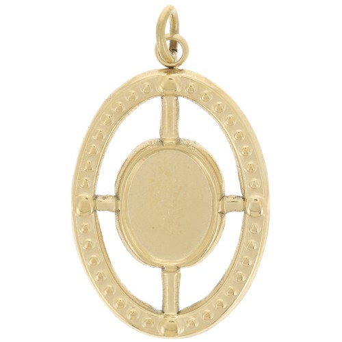 22x14mm Stainless Steel 316L Oval Textured Pendant for 8x6mm cabochon - Gold x1