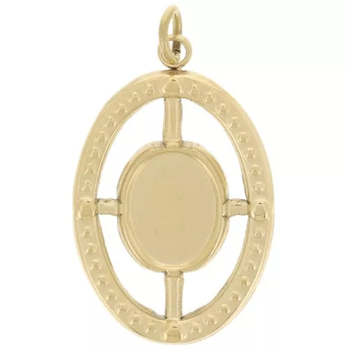 22x14mm Stainless Steel 316L Oval Textured Pendant for 8x6mm cabochon - Gold x1