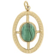 22x14mm Stainless Steel 316L Oval Textured Pendant for 8x6mm cabochon - Gold x1