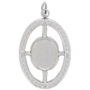 22x14mm Stainless Steel 316L Oval Textured Pendant for 8x6mm cabochon x1|raw }}