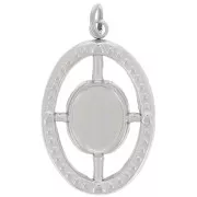 22x14mm Stainless Steel 316L Oval Textured Pendant for 8x6mm cabochon x1